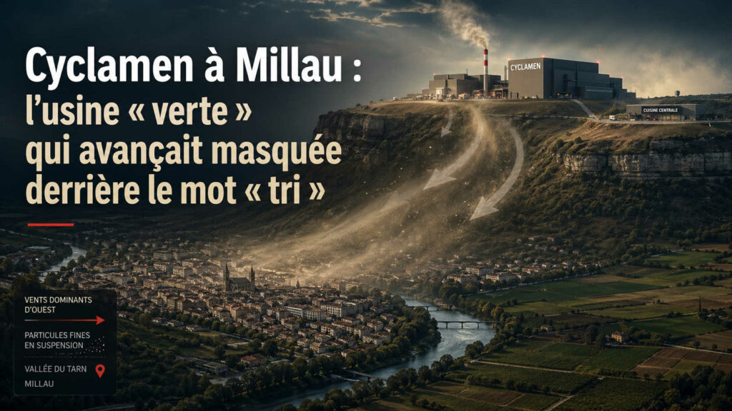 Cyclamen à Millau : usine verte, poussières, vents et cuisine centrale